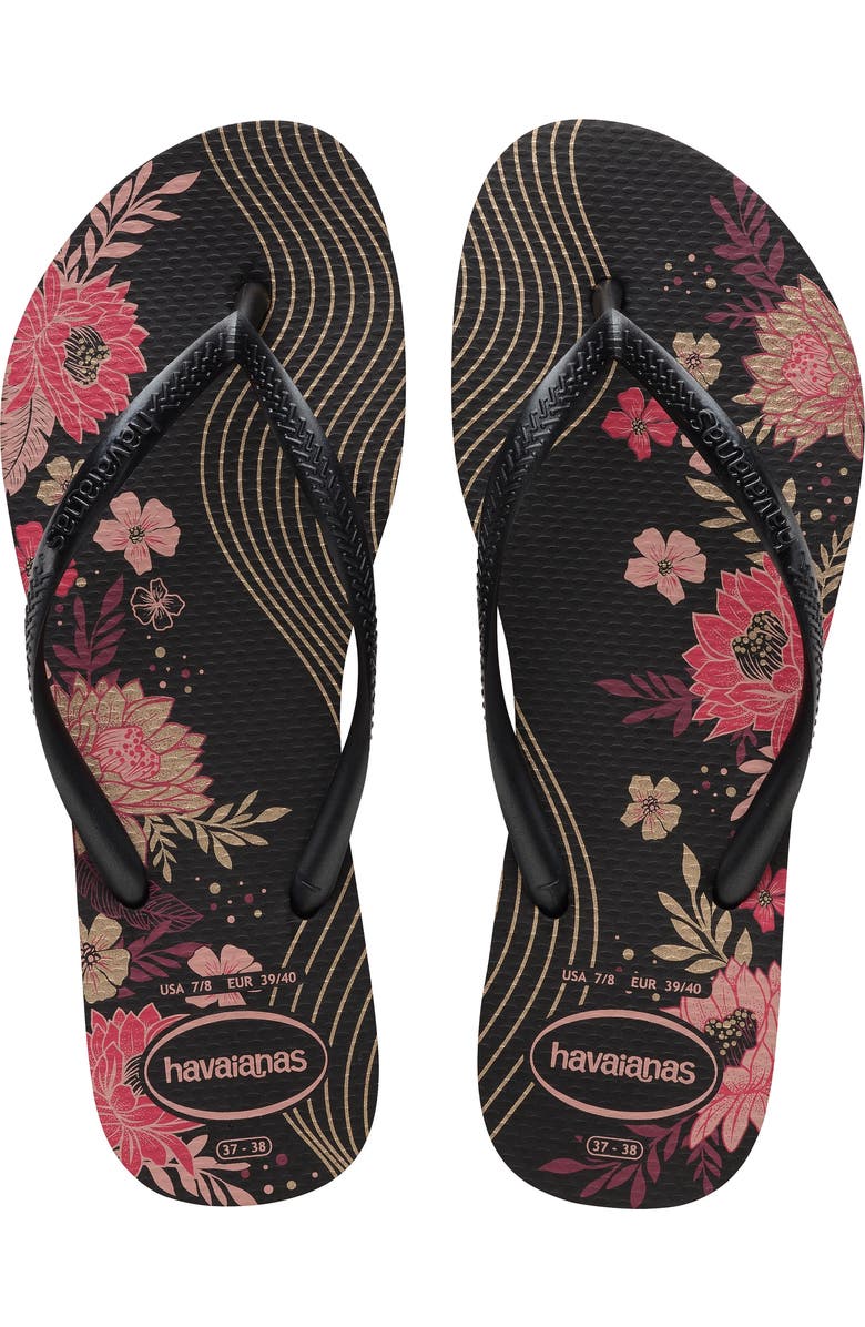 Havaianas Slim Flip Flop, Alternate, color, Black/ Black/ Black