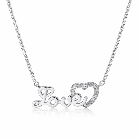 Crystal Heart And Love Necklace