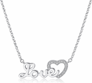 Donatello Gian Crystal Heart And Love Necklace