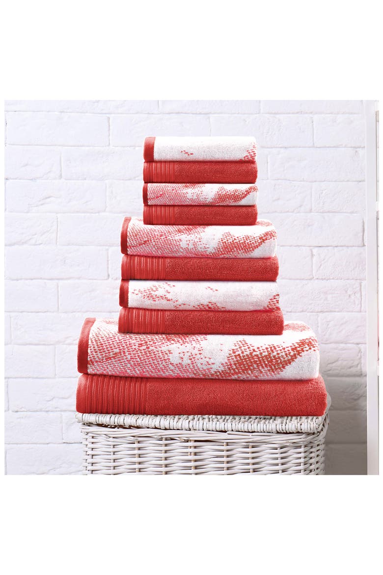 Marble 10-Piece Quick-Drying Cotton Towel Set, Alternate, color, TERRA COTTA