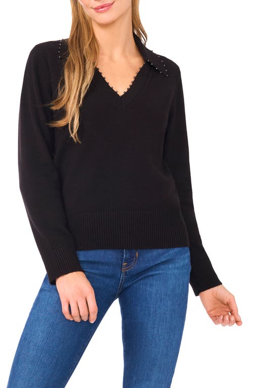 Ted Baker Bead Detail Polo Sweater In Black