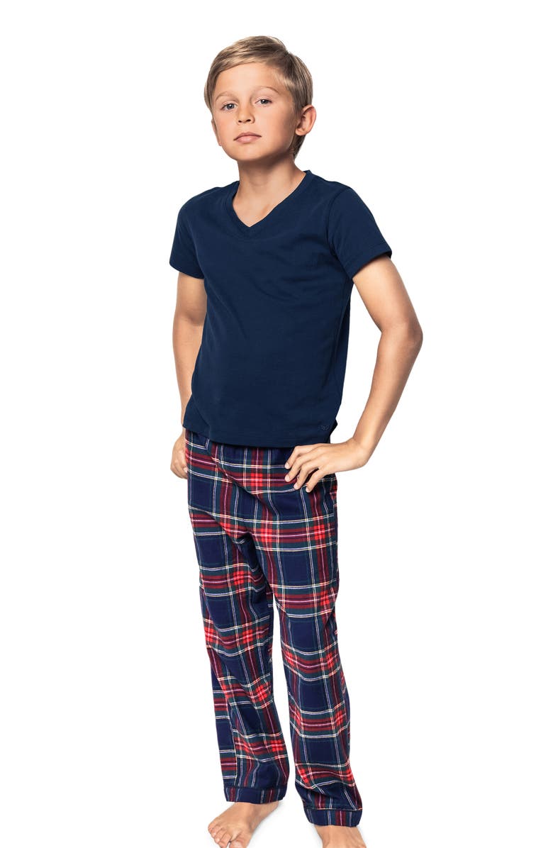 Petite Plume Kids' Windsor Tartan Pajamas Pants, Alternate, color, Navy
