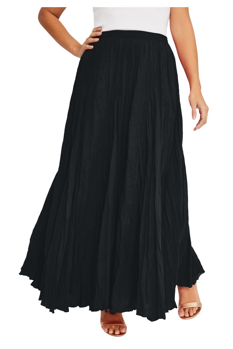 Flowing Crinkled Maxi Skirt, Main, color, BLACK