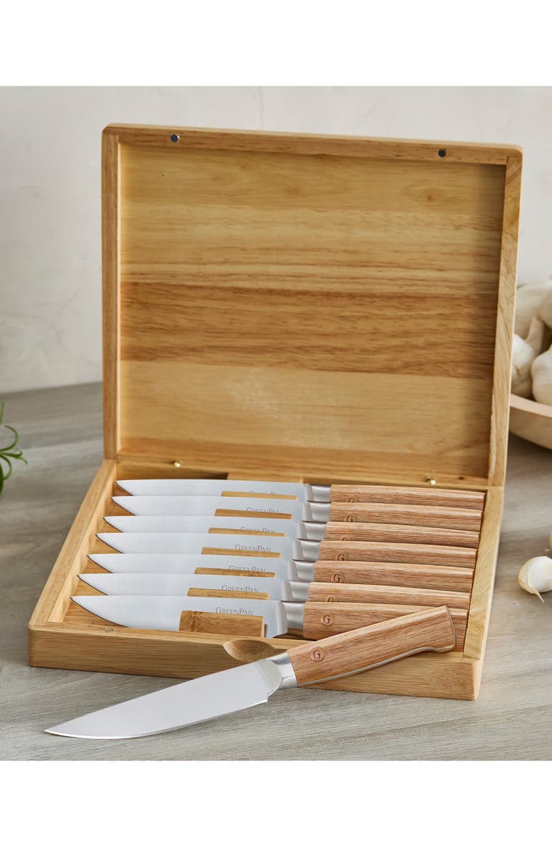 GreenPan Elite 8-Piece Knife Box Set, Alternate, color, Brown
