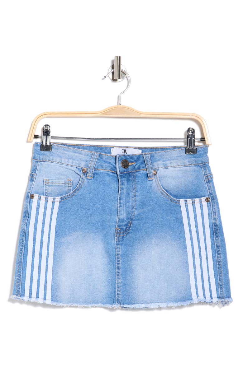 FLYING ANGEL Stripe Denim Miniskirt, Alternate, color, Medium Light Wash