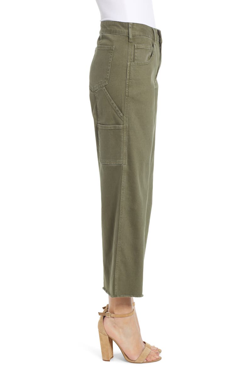 Cargo Wide Leg Crop Jeans, Alternate, color, OLIVE