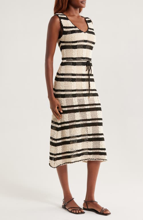 Elan Stripe Cotton Blend Midi Cover-up Dress In Neutral