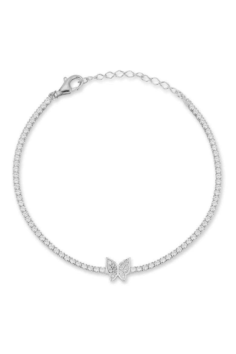 CZ Butterfly Tennis Bracelet, Main, color, SILVER