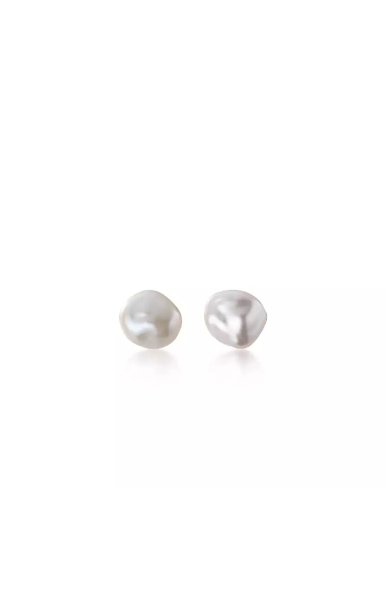 Spero London Baroque Pearl Irregular Stud Earring Sterling Silver, Main, color, Silver