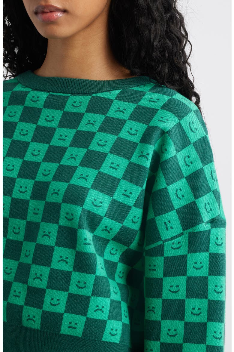 Lots of Feelings Checkerboard Knit Sweater & Wide Leg Pants Set, Alternate, color, GREEN CHECK