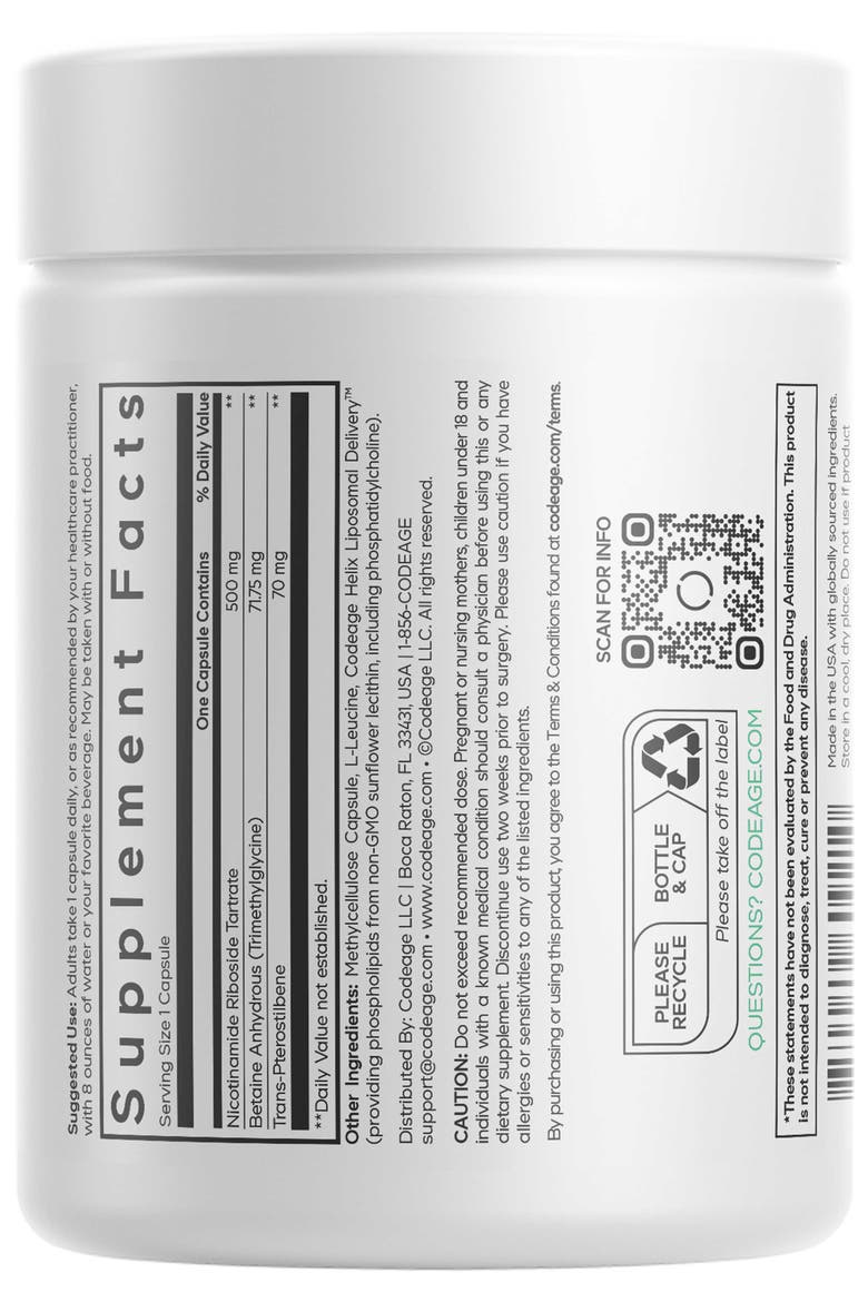 Liposomal Nicotinamide Riboside Supplement, Alternate, color, White