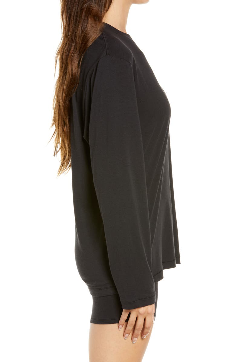 SKIMS Boyfriend Long Sleeve T-Shirt, Alternate, color, Onyx