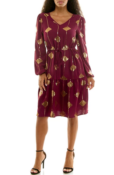 Balloon Sleeve Drawstring Dress