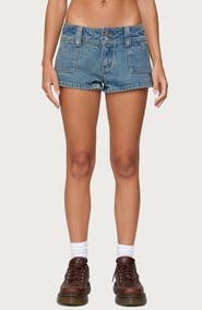 EDIKTED Keinan Low Rise Denim Shorts