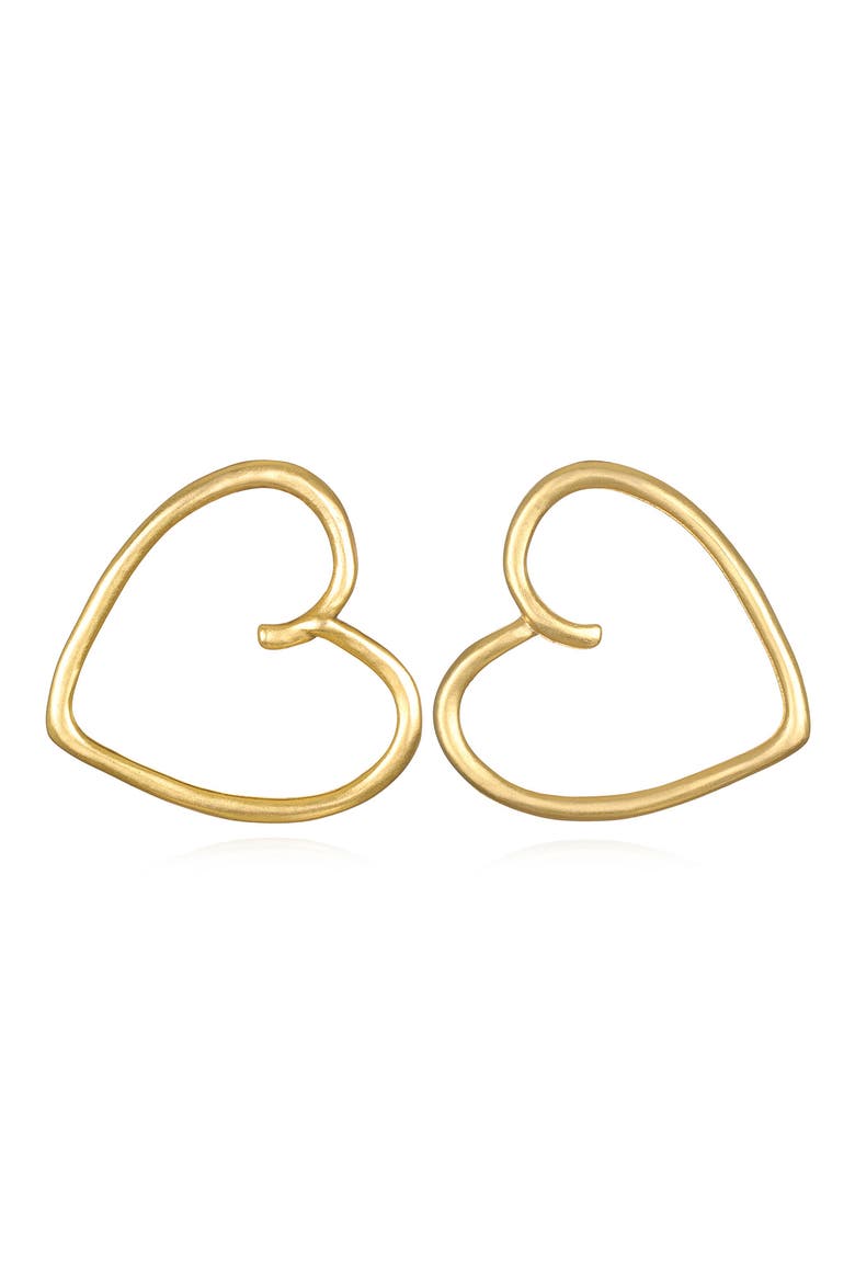 Sculpted Heart Stud Earrings, Main, color, GOLD