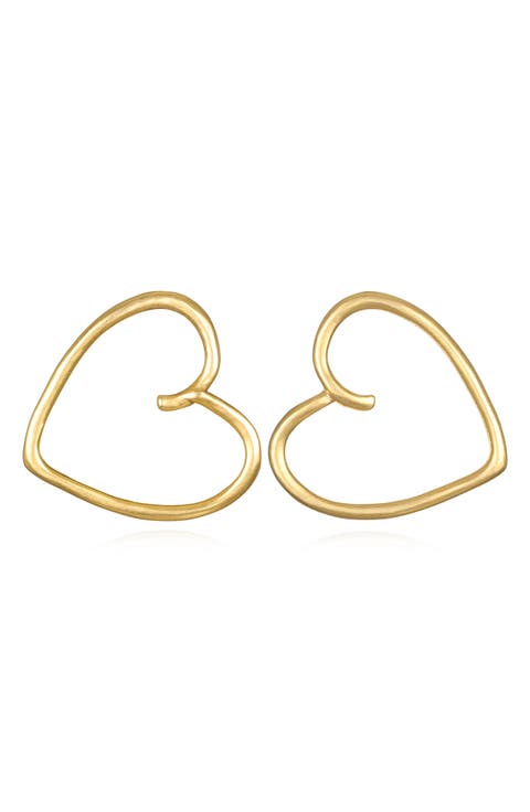 Sculpted Heart Stud Earrings