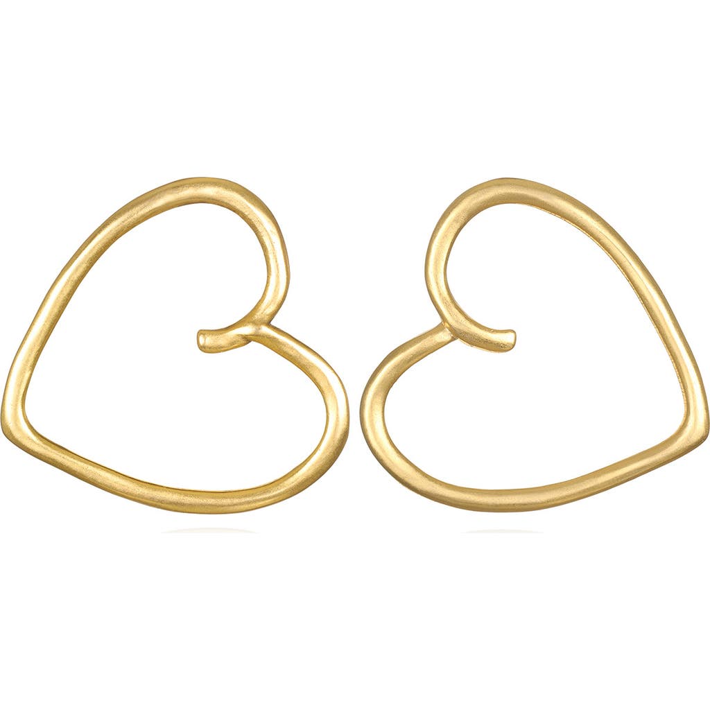 Sequin Sculpted Heart Stud Earrings In Gold