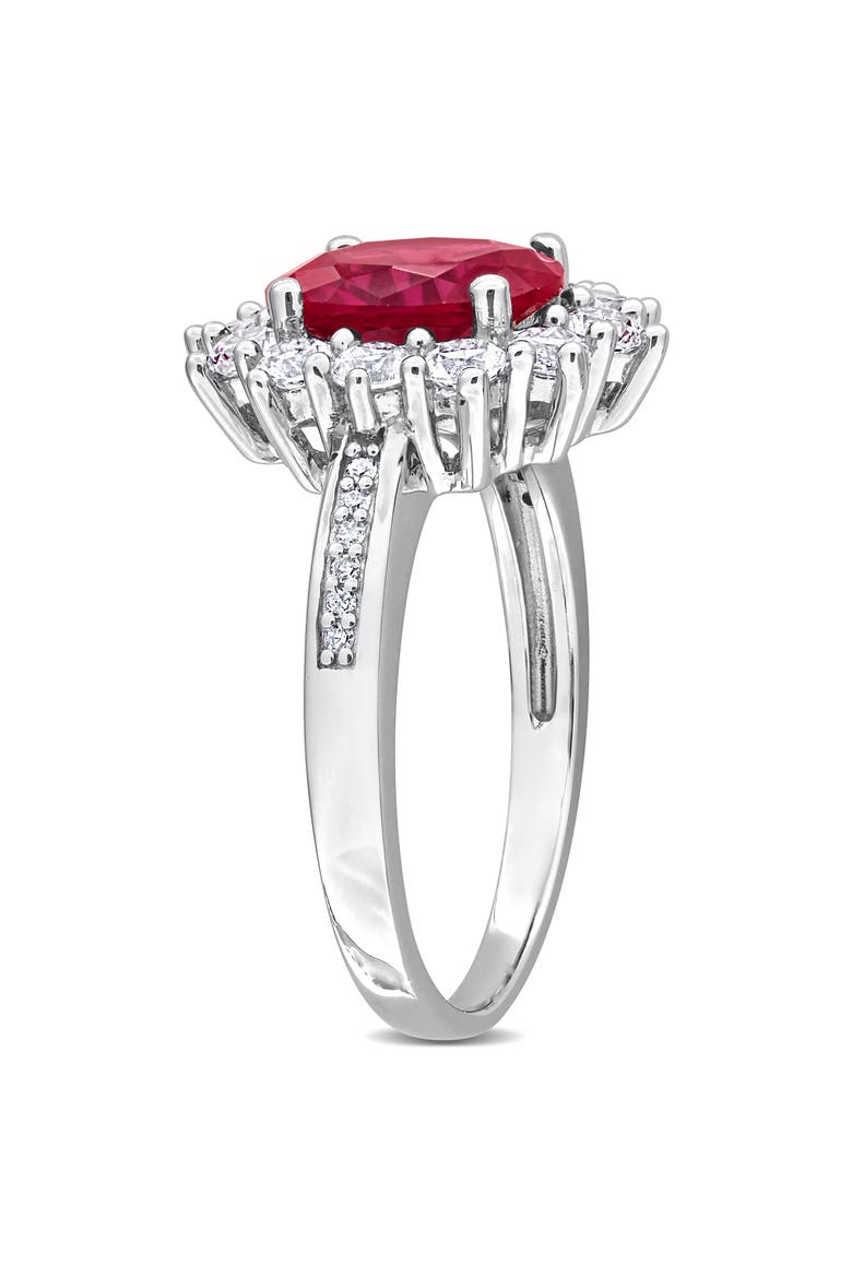 Diamond & Lab Created Ruby Ring, Alternate, color, RED