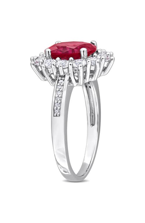 Delmar Diamond & Lab Created Ruby Ring In Red
