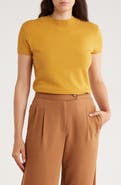T Tahari Mock Neck Short Sleeve Knit Sweater