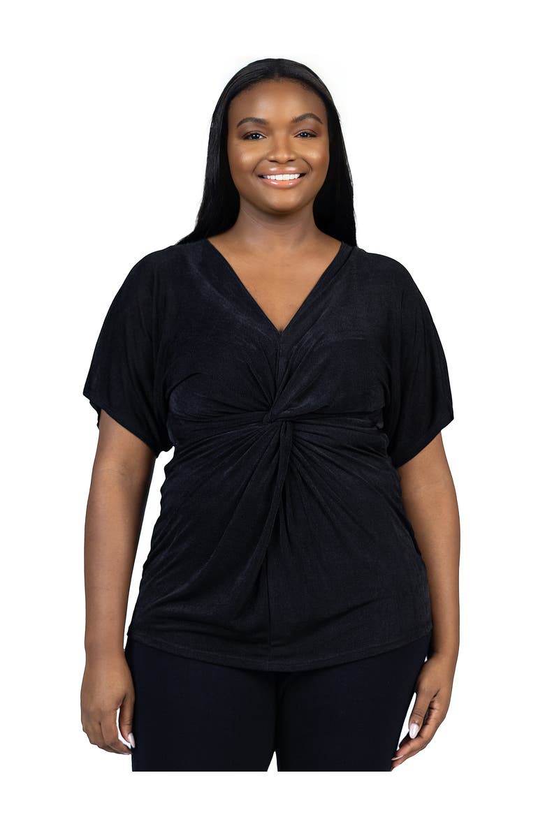 Twist Front Jersey Top, Main, color, BLACK