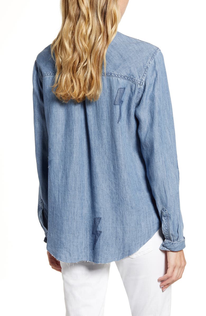 Rails Ingrid Raw Hem Chambray Shirt, Alternate, color,