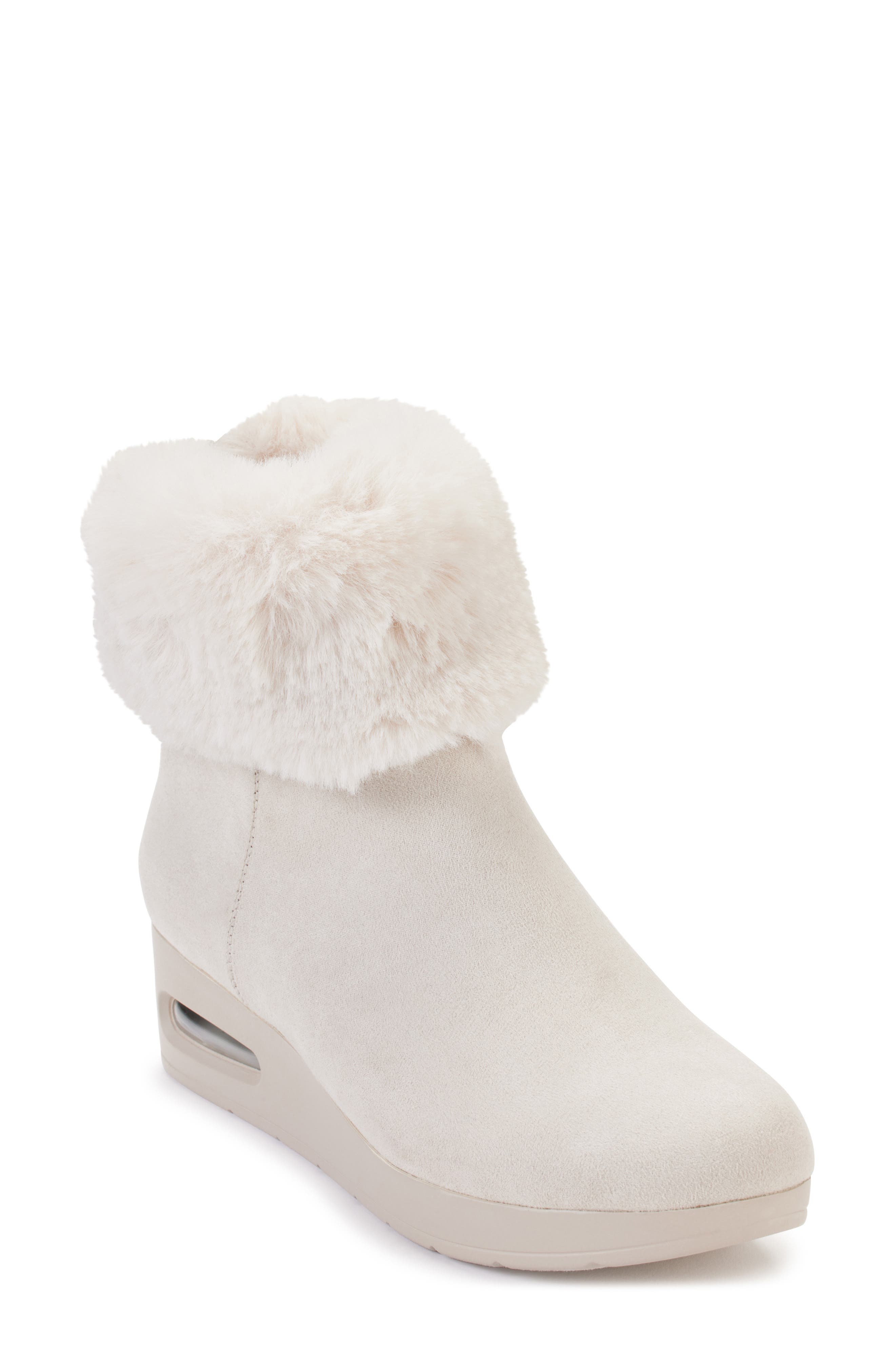 DKNY Faux Fur Wedge Bootie, Main, color, 