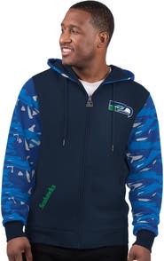 STARTER Men's Starter Navy Seattle Seahawks Thursday Night Gridiron Vintage Logo Full-Zip Hoodie