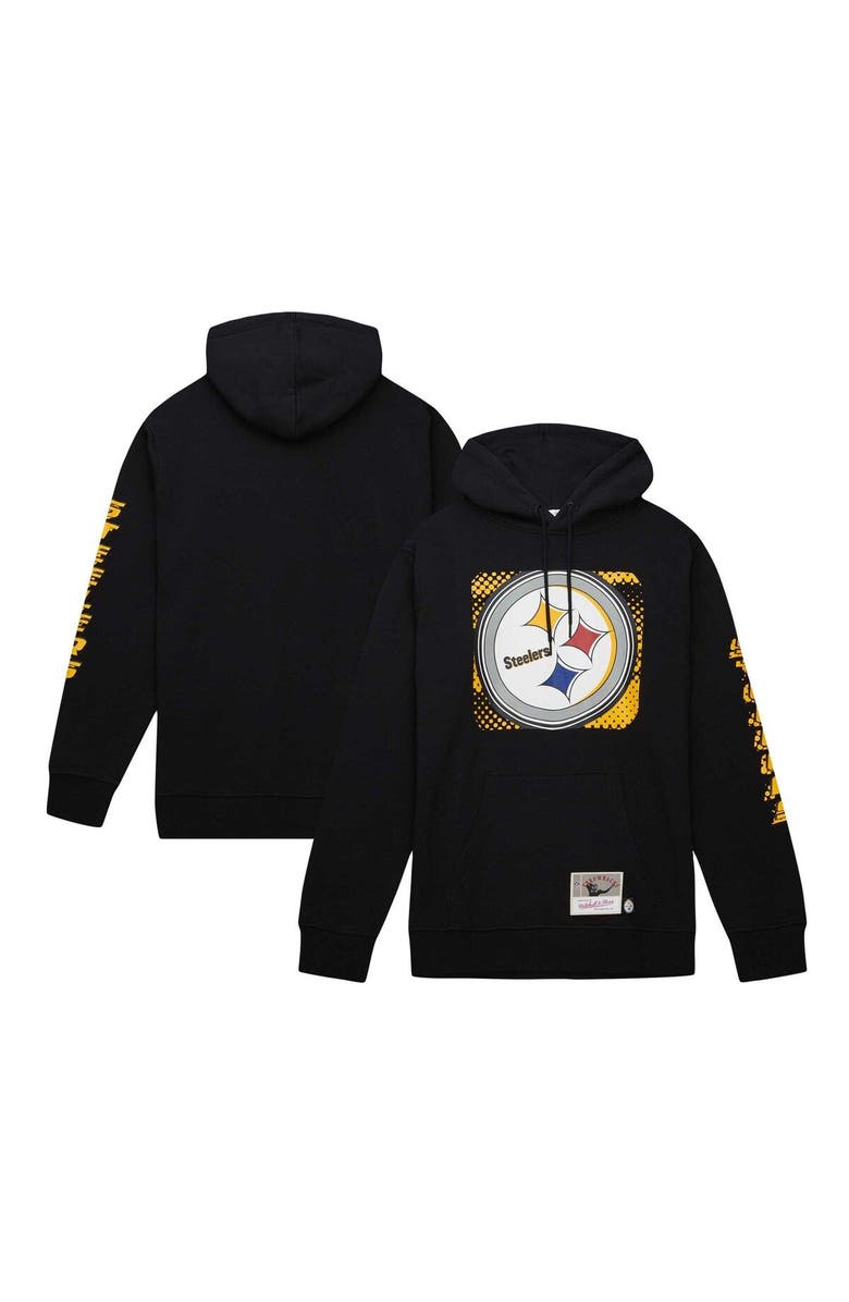 Mitchell & Ness Men's Mitchell & Ness Black Pittsburgh Steelers Gridiron Classics Big Face 7.0 Pullover Hoodie, Main, color, Black