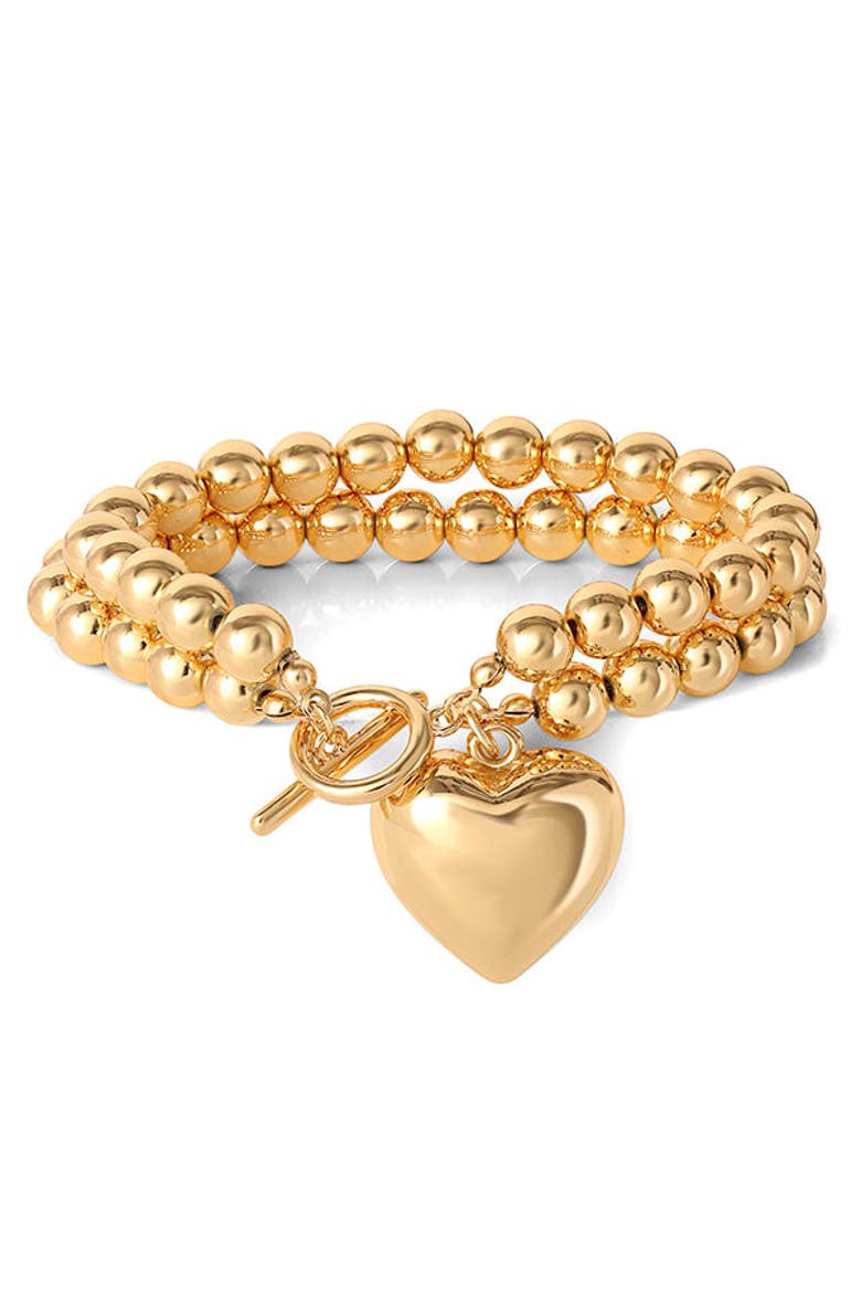 Bead Heart Bracelet, Main, color, Gold