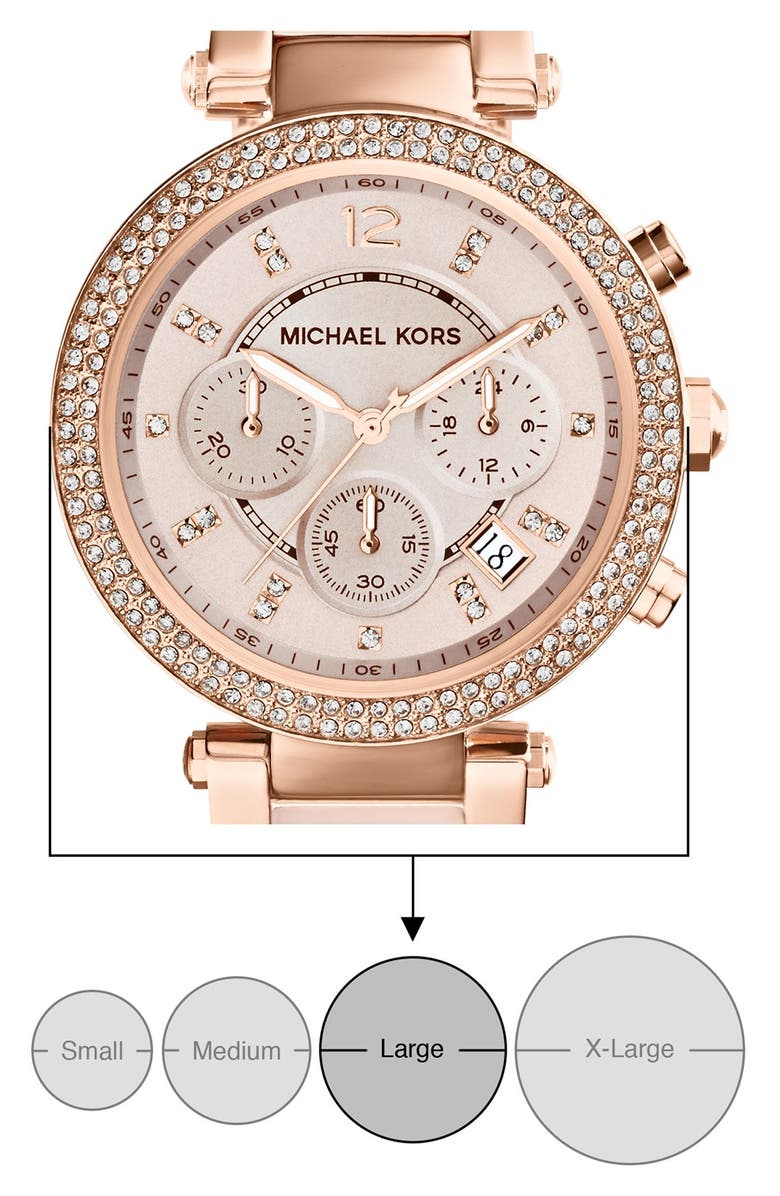 MICHAEL Michael Kors Michael Kors 'Parker' Blush Acetate Link Chronograph Watch, 39mm, Alternate, color, Rose Gold