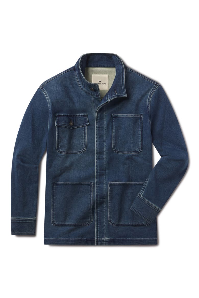 Comfort Terry Denim Chore Coat, Alternate, color, DARK WASH