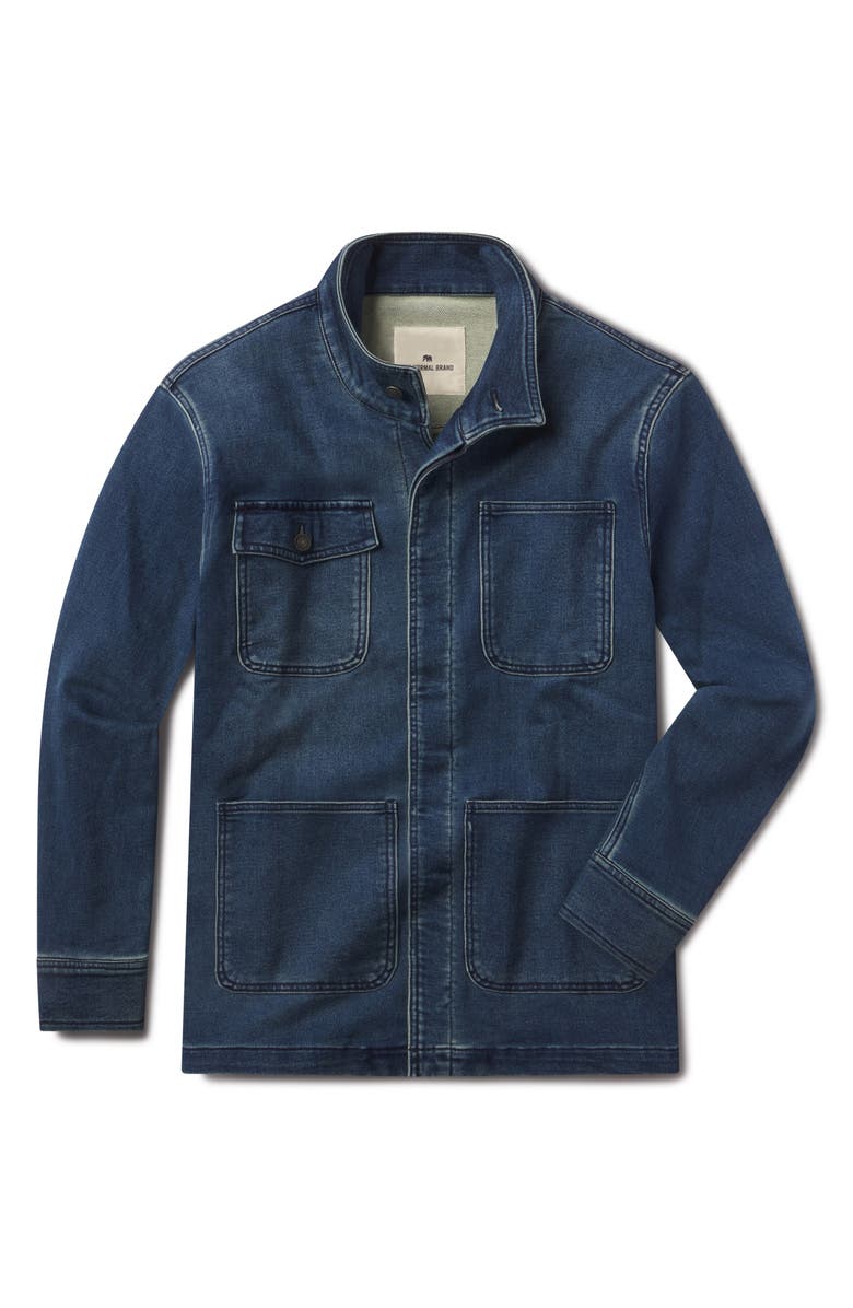 The Normal Brand Comfort Terry Denim Chore Coat, Alternate, color, Dark Wash