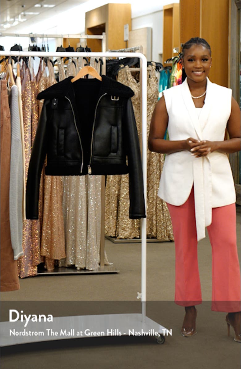 Faux Shearling Trim Moto Jacket, sales video thumbnail
