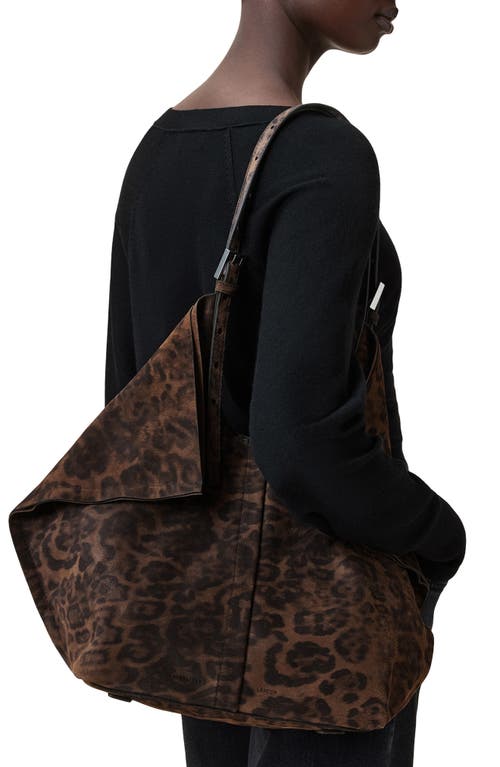Allsaints Ara East West Leopard Print Suede Tote