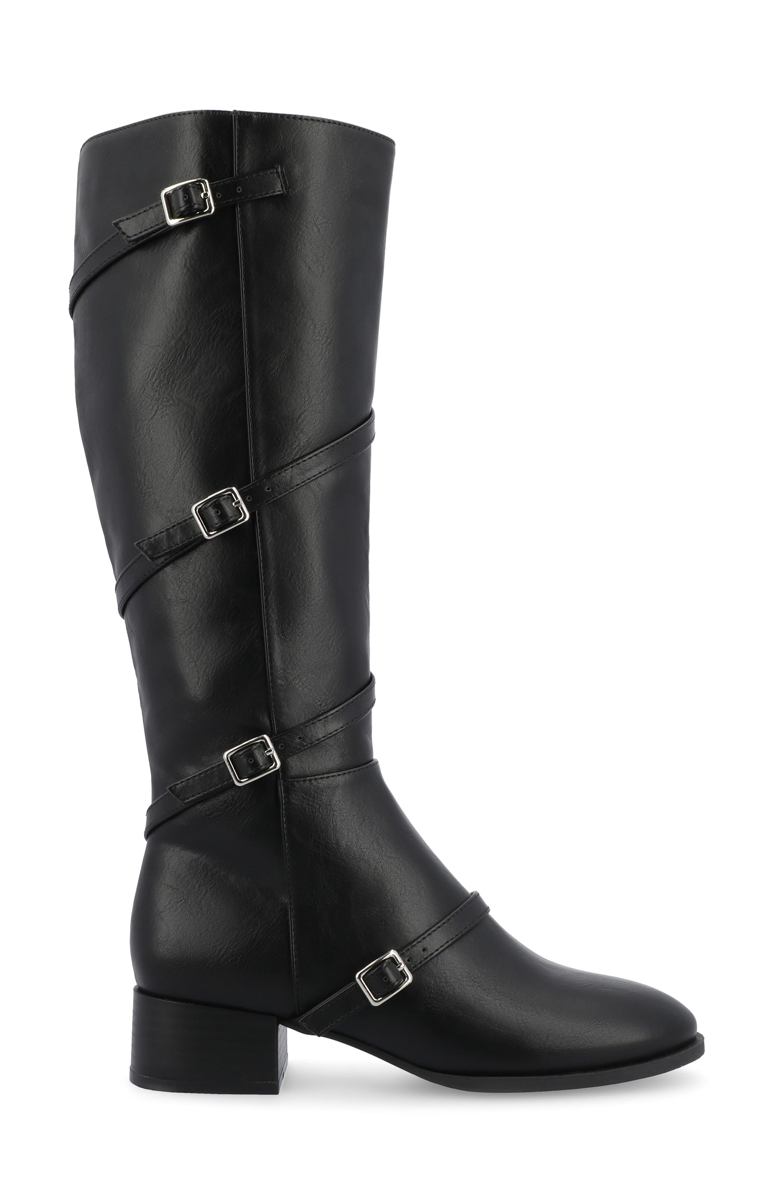 Journee Collection Elettra Buckle Knee High Boot, Alternate, color, Black