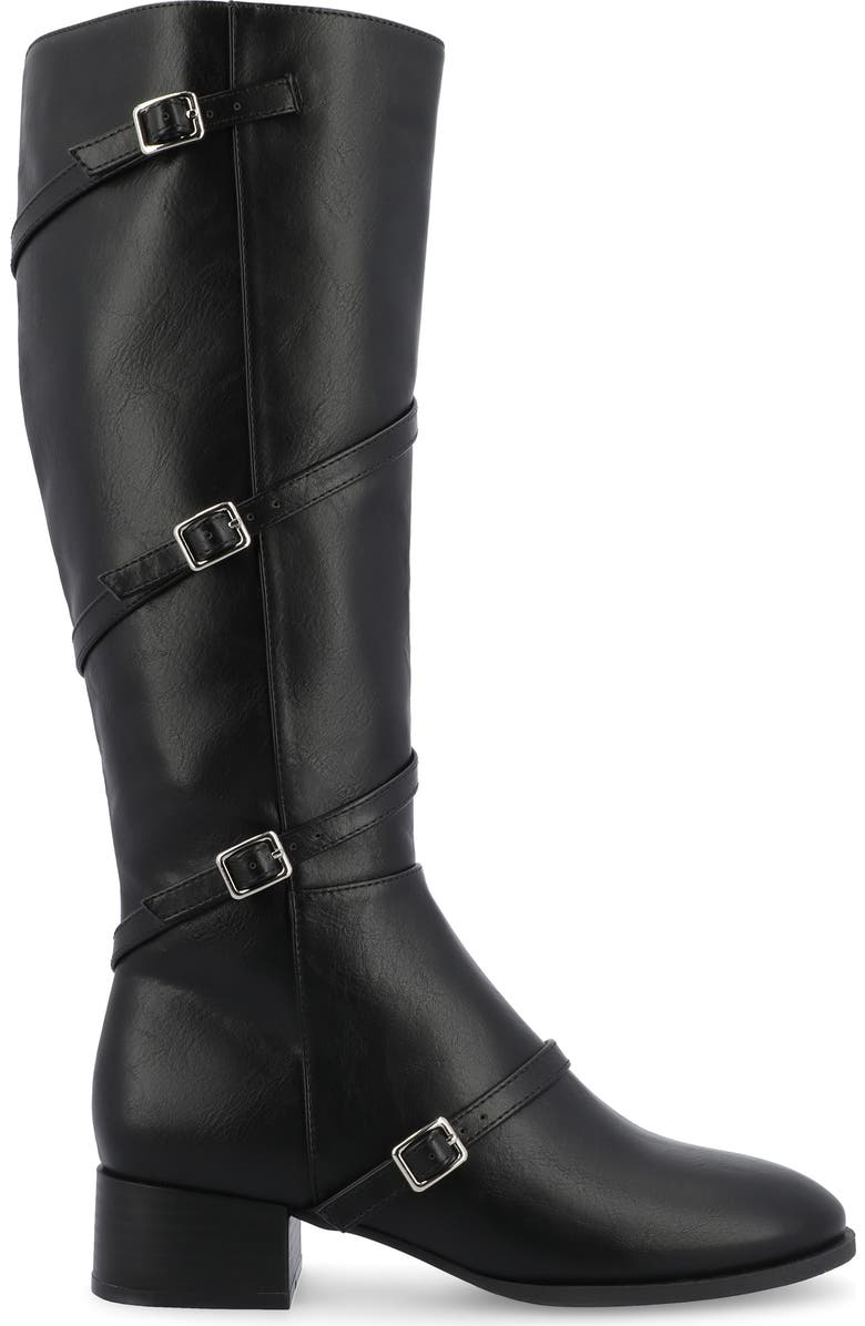 Journee Collection Elettra Buckle Knee High Boot, Alternate, color, Black