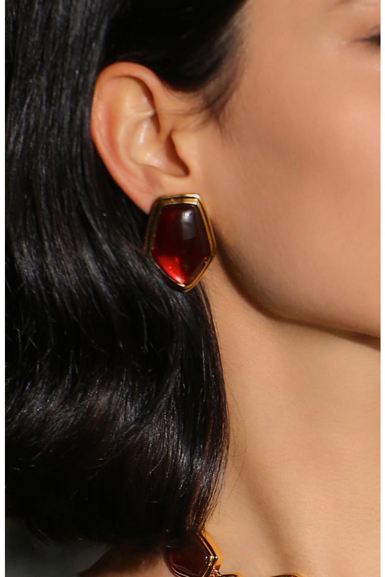 Rome Velvet Earrings, Alternate, color, Red & Gold