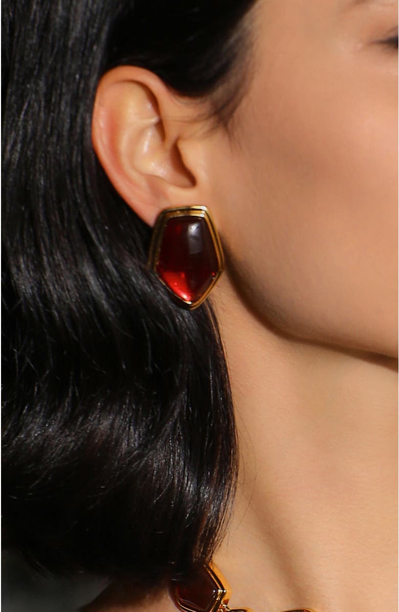 RC RETRO CHIC Rome Velvet Earrings, Alternate, color, Red & Gold