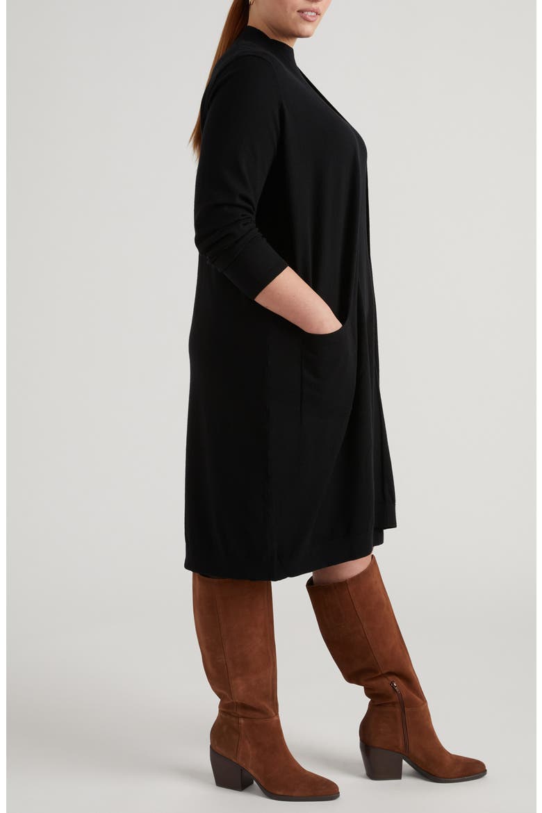 Long Open Front Cardigan, Alternate, color, BLACK