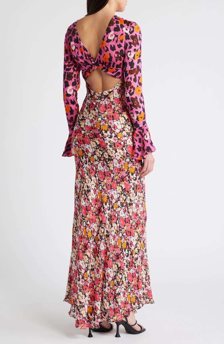 Saylor Delphine Abstract Print Satin Dress, Alternate, color,