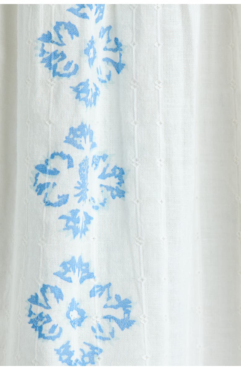 H&M Flutter-sleeved cotton blouse, Alternate, color, White/Blue Patterned