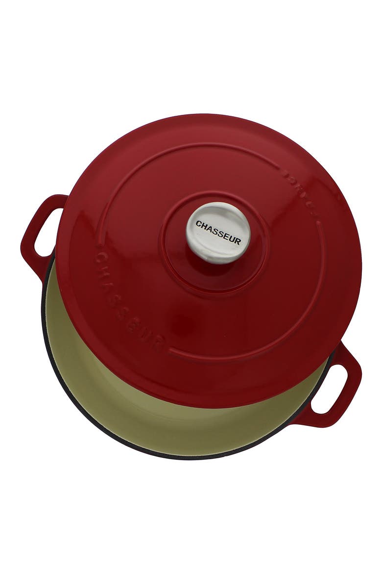 1.8-quart Red French Enameled Cast Iron Braiser With Lid, Alternate, color, RED