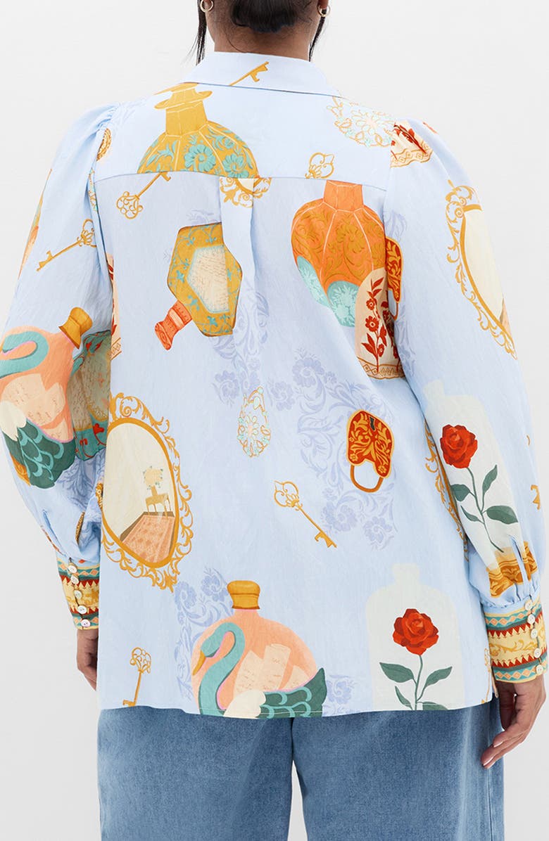 City Chic Refined Beauty Long Sleeve Woven Shirt, Alternate, color, Refined Beauty