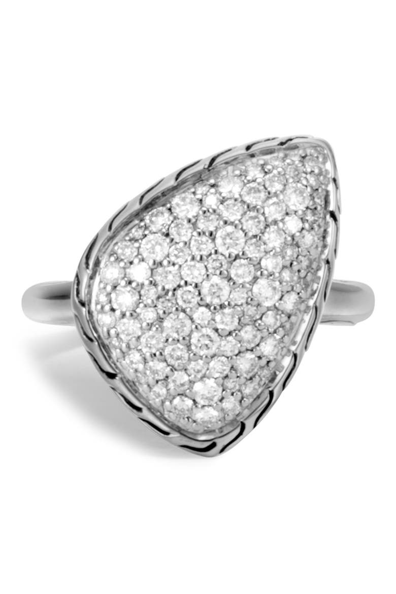 Classic Chain Small Pavé Diamond Ring, Alternate, color, SILVER
