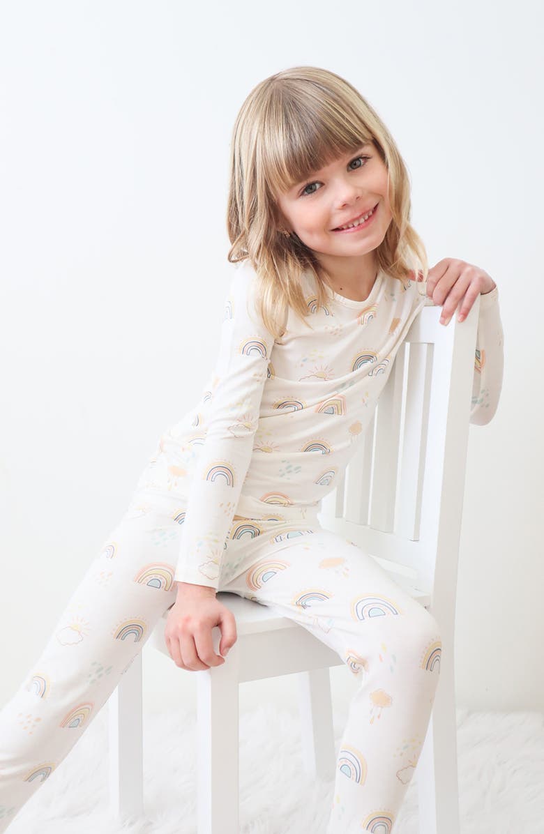 Bellabu Bear Kids' Rainbow Two-Piece Fitted Pajamas, Alternate, color, 