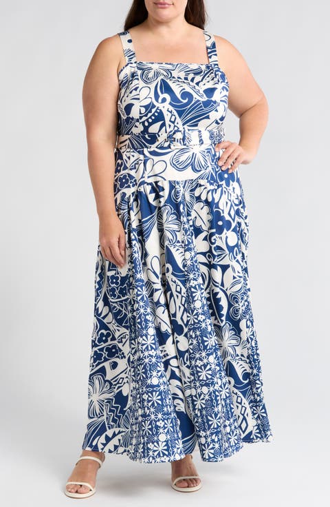 Nenette Floral Print Sleeveless Maxi Dress (Plus)