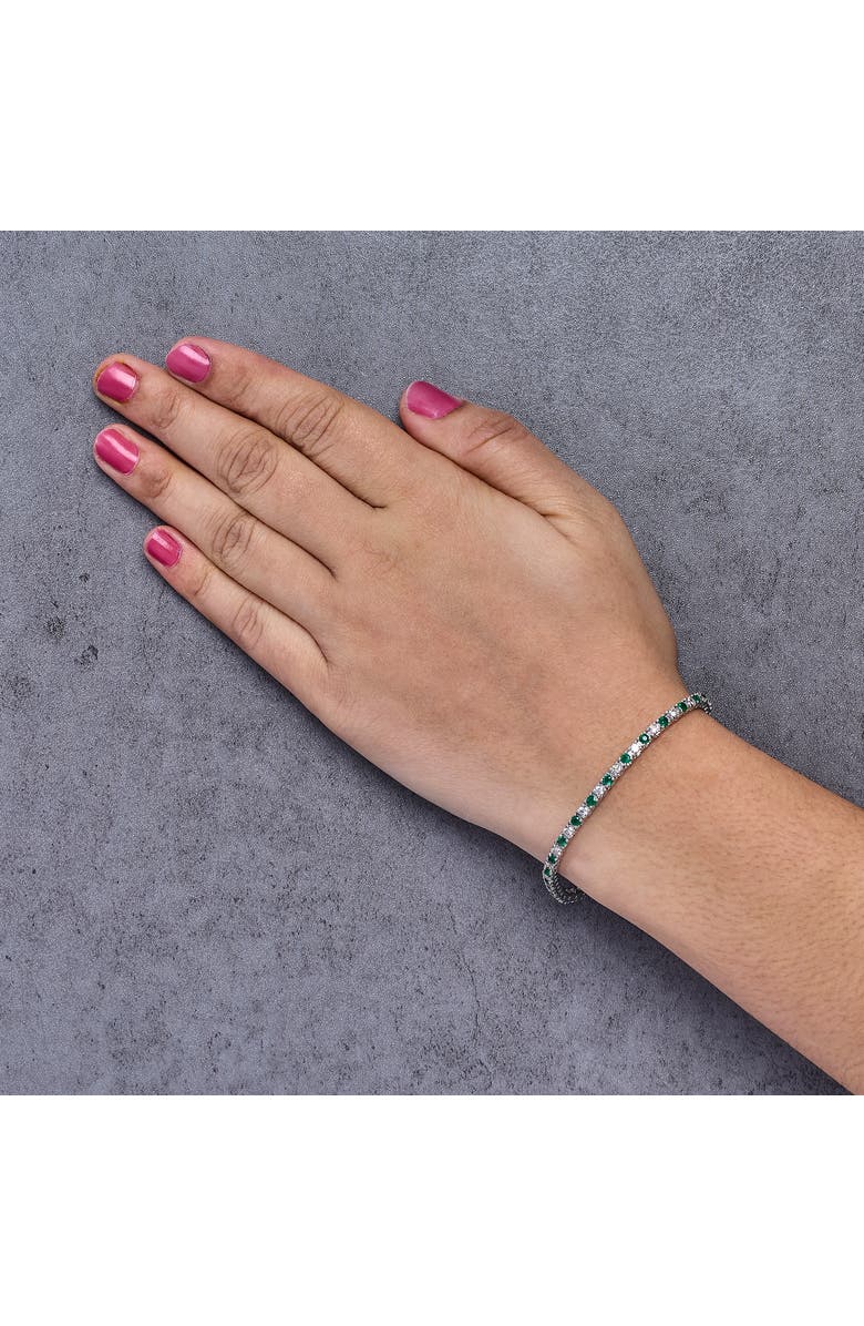 Haus of Brilliance 14K White Gold Alternating 1 1/2 Cttw Diamond and Emerald Tennis Bracelet, Alternate, color, White