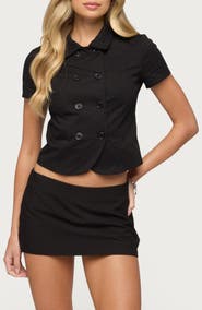 EDIKTED Pilar Crop Cotton Button-Up Shirt