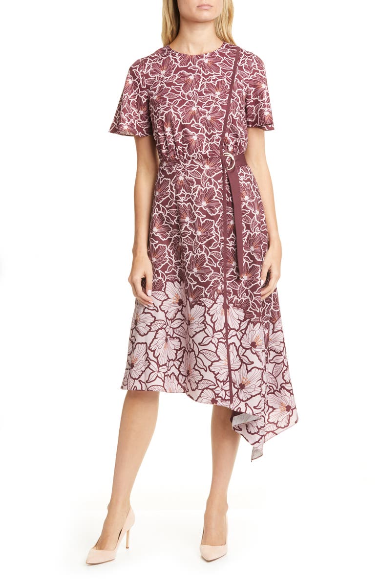 Ted Baker London Indigoo Amber Floral Asymmetrical Dress, Main, color,